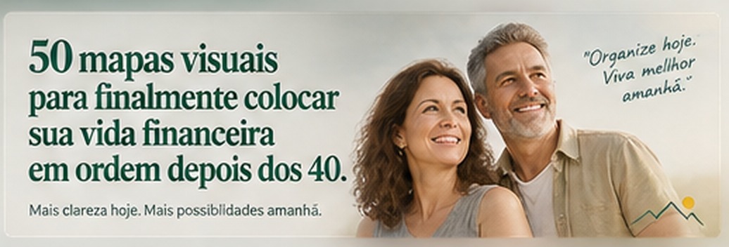 Casal na faixa dos 40 anos observando o futuro com mais tranquilidade